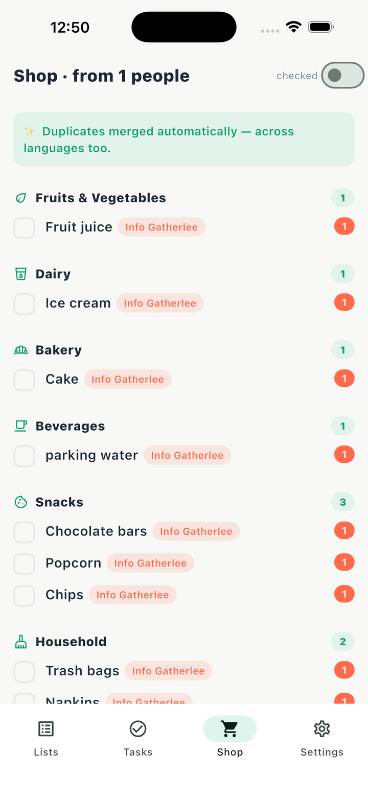 Shop view with duplicates merged across languages